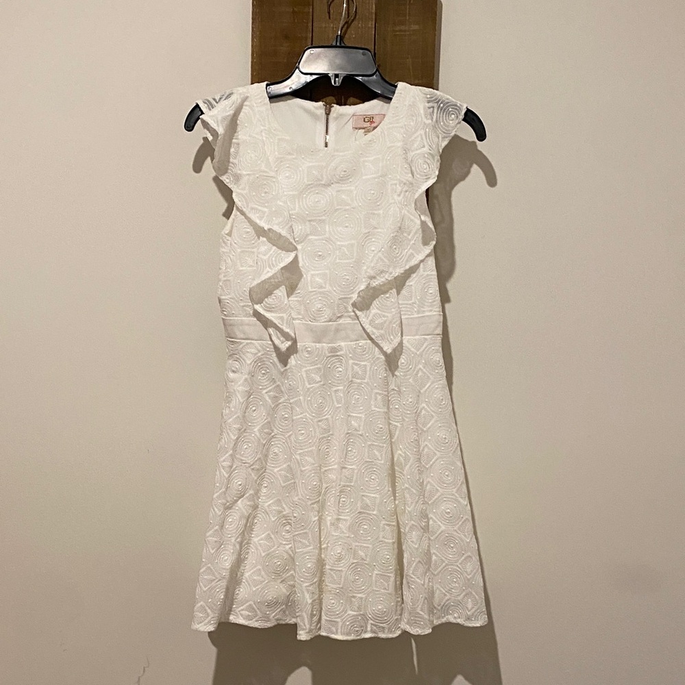 GB Girls White Ruffle Kids Dress